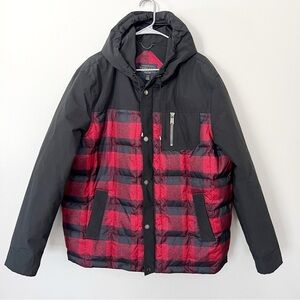 Pendleton Men’s Duck Down Puffer Coat Buffalo Check Plaid Red Black XL Jacket